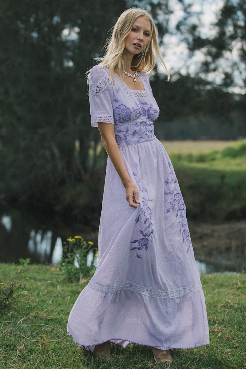 Flying Horses Embroidered Maxi Dress - Chasing Unicorns