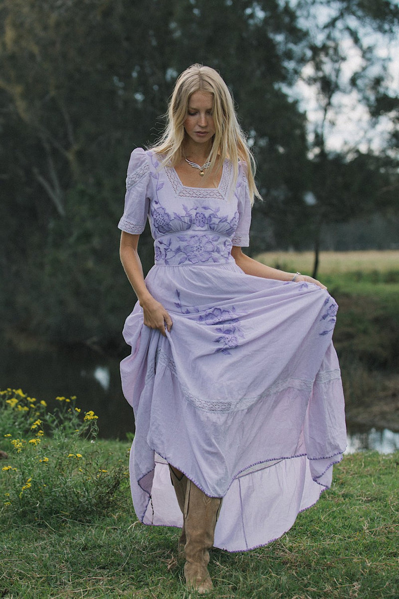Flying Horses Embroidered Maxi Dress - Chasing Unicorns