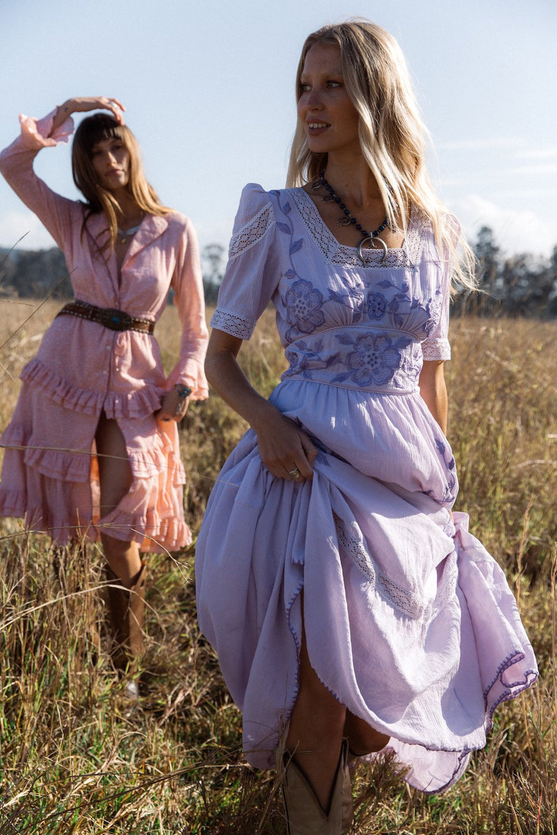 Flying Horses Embroidered Maxi Dress - Chasing Unicorns