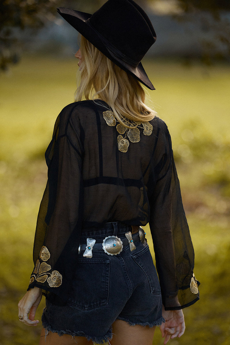 For No One Silk/Cotton Embroidered Blouse - Chasing Unicorns