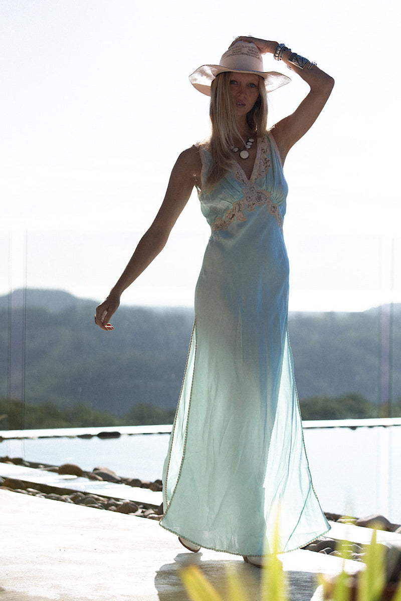 For What It’S Worth Silk + Lace Maxi Slip Dress - Chasing Unicorns