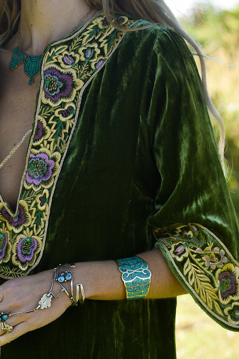 Gold And Turquoise Inlay Cuff - Chasing Unicorns