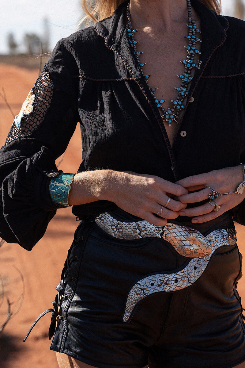 Gold And Turquoise Inlay Cuff - Chasing Unicorns