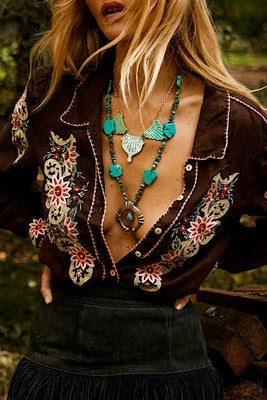 Gold And Turquoise Inlay Necklace