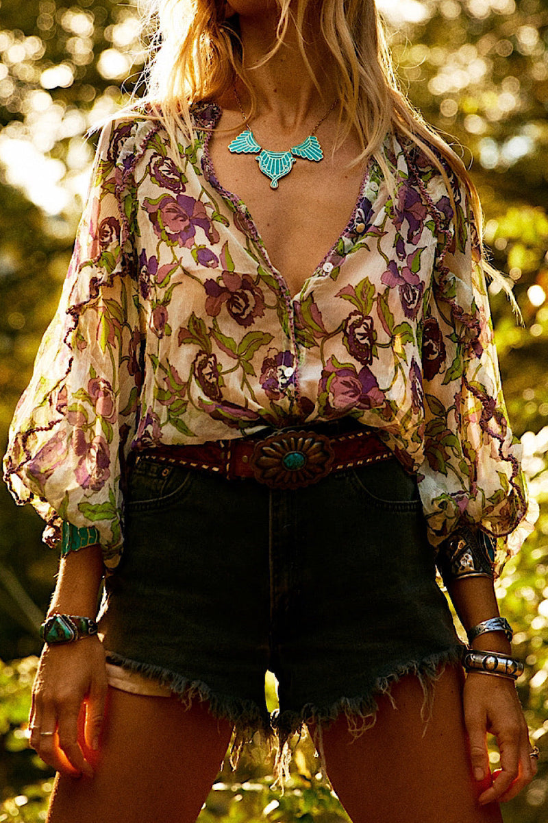 Gold And Turquoise Inlay Necklace - Chasing Unicorns