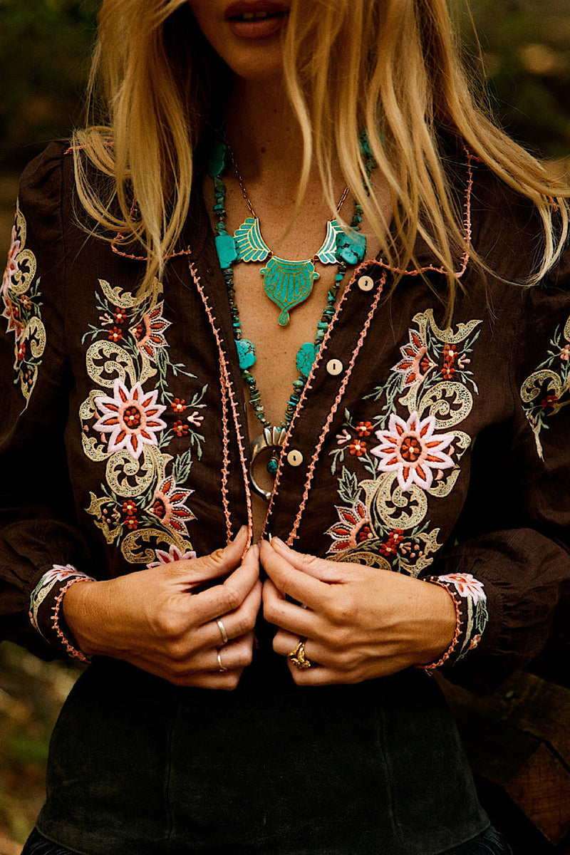 Gold And Turquoise Inlay Necklace - Chasing Unicorns