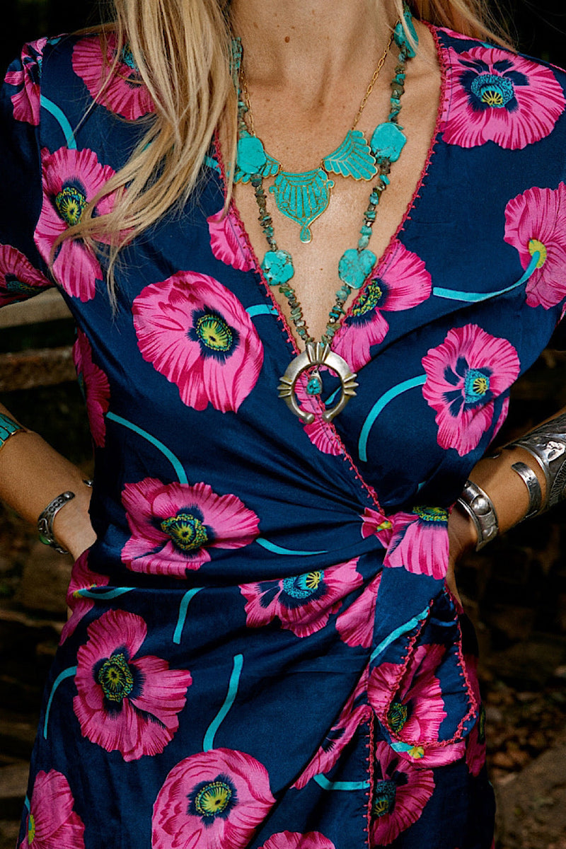 Gold And Turquoise Inlay Necklace - Chasing Unicorns