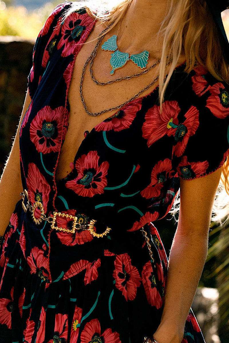 Gold And Turquoise Inlay Necklace - Chasing Unicorns