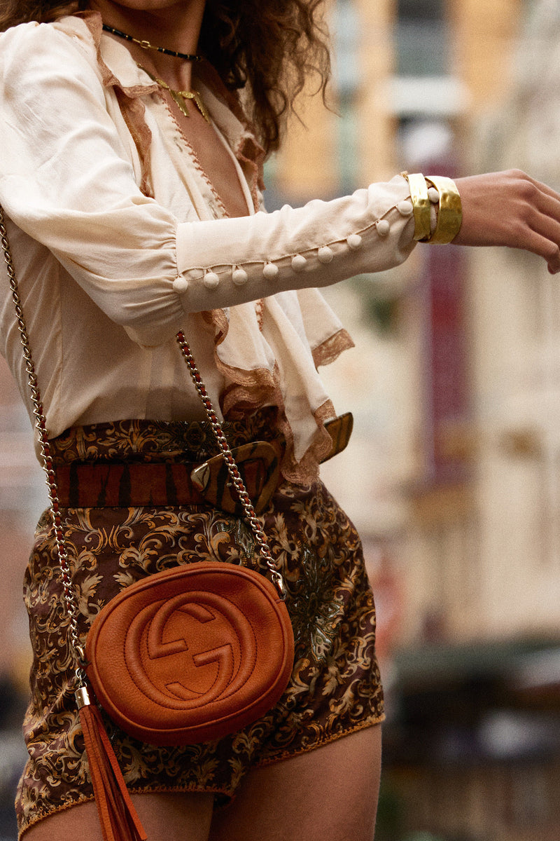 Good Times, Bad Times Silk Crepe, Lace + Ruffle Blouse - crème brûlée - Chasing Unicorns