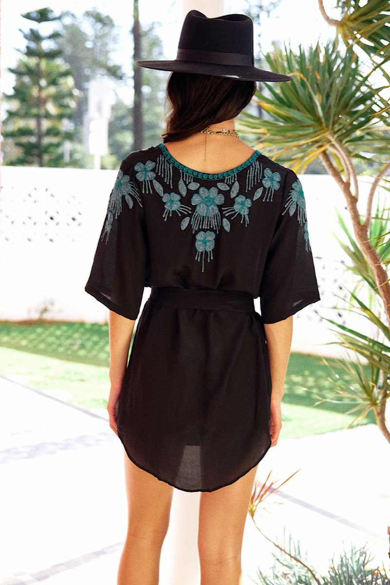 Got To Be Real Silk Crepe Embroidered Mini Dress - Chasing Unicorns