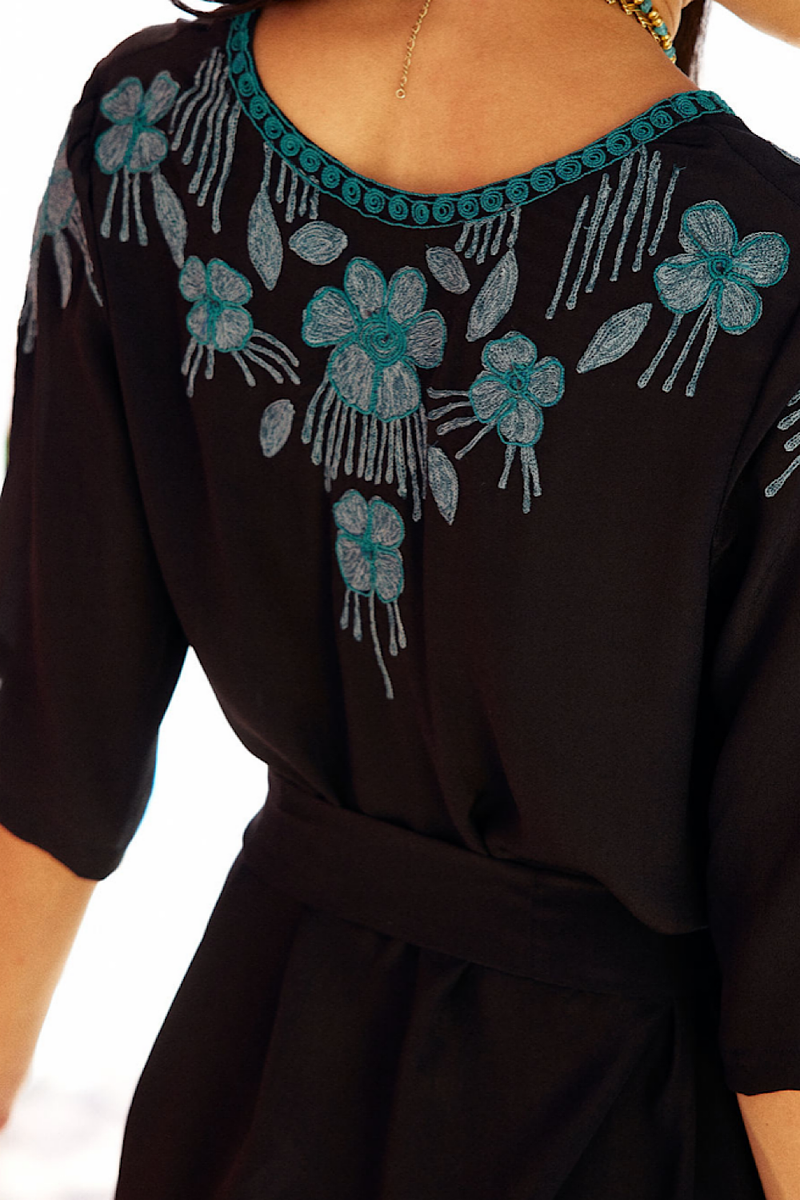 Got To Be Real Silk Crepe Embroidered Mini Dress - Chasing Unicorns