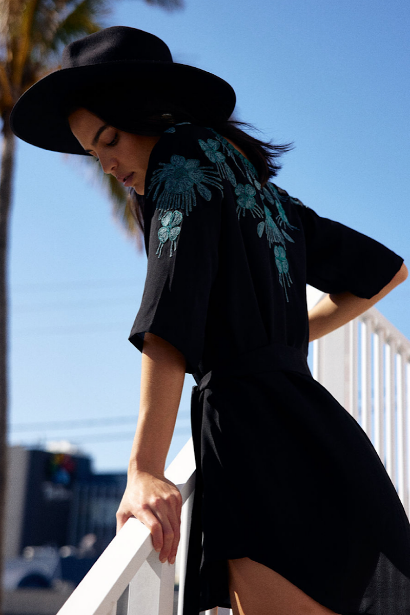 Got To Be Real Silk Crepe Embroidered Mini Dress - Chasing Unicorns