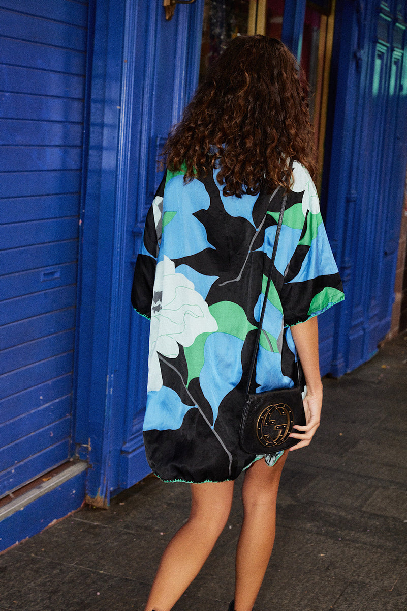 Groove Is In The Heart Silk Satin Super Oversized Shirt - aqua - Chasing Unicorns