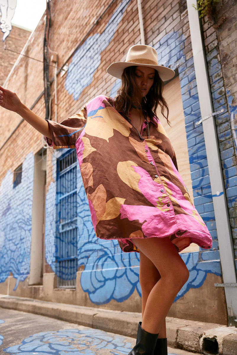 Groove Is In The Heart Silk Satin Super Oversized Shirt - Chasing Unicorns