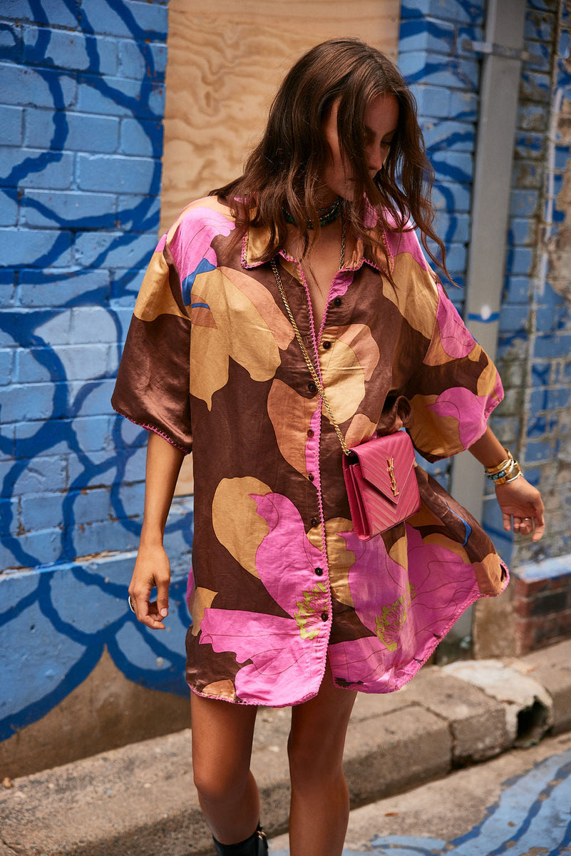 Groove Is In The Heart Silk Satin Super Oversized Shirt - Chasing Unicorns