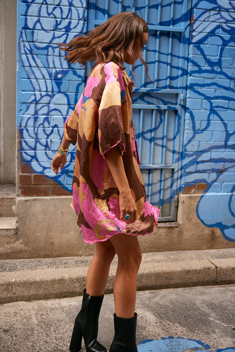 Groove Is In The Heart Silk Satin Super Oversized Shirt - Chasing Unicorns