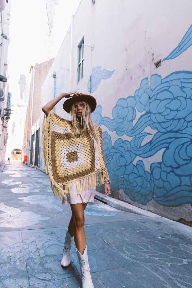 Happy Days Crochet Poncho- sunshine