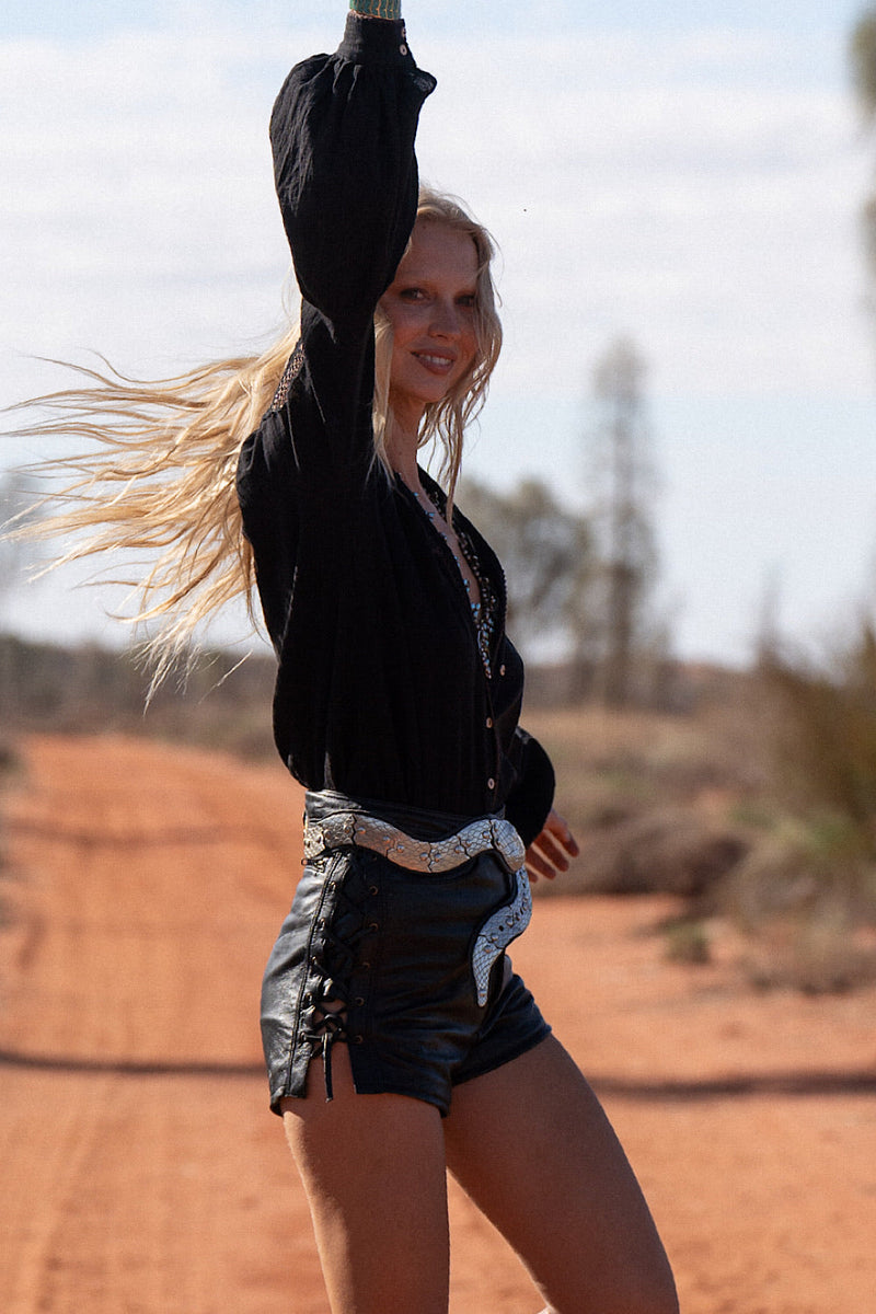 Heaven Can Wait Leather Shorts - Chasing Unicorns