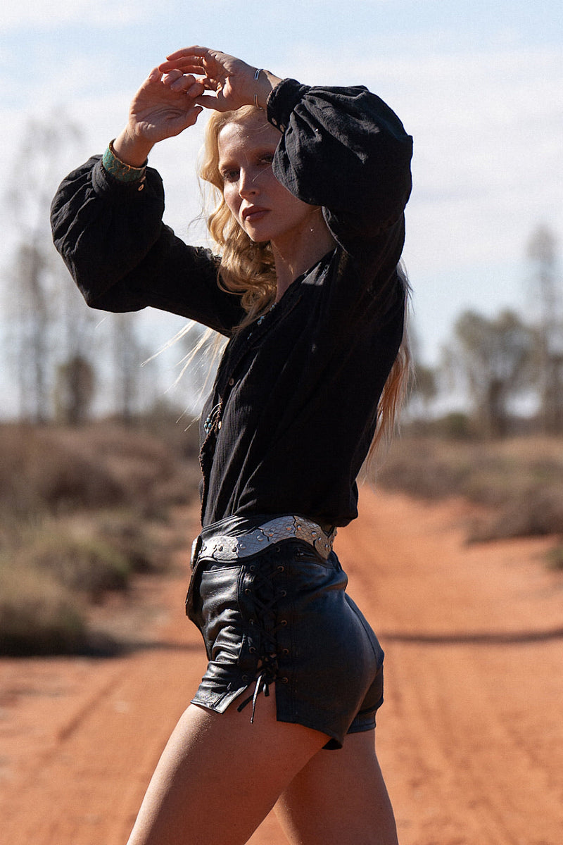 Heaven Can Wait Leather Shorts - Chasing Unicorns