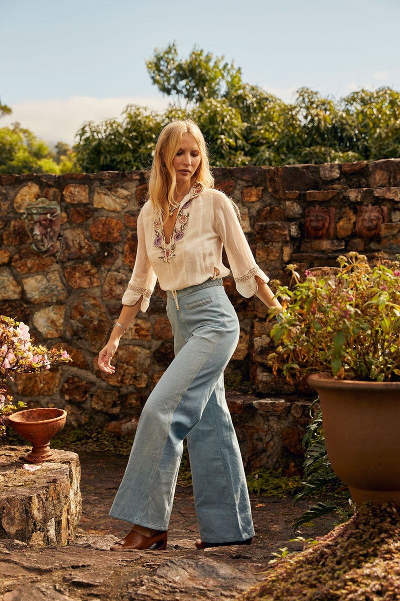 Helplessly Hoping Silk/Cotton Tunic Blouse - Chasing Unicorns