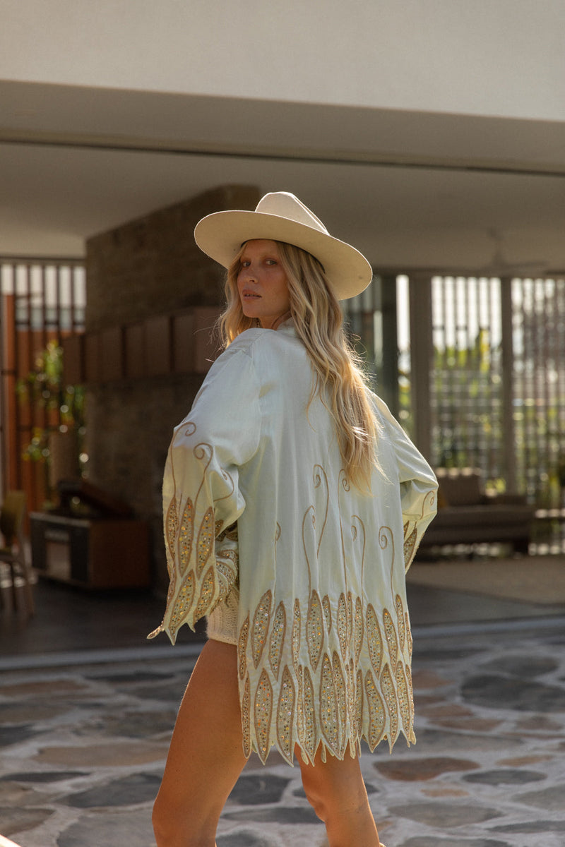 Higher Love Beaded Mini Dream Coat - Sea Mist - Chasing Unicorns