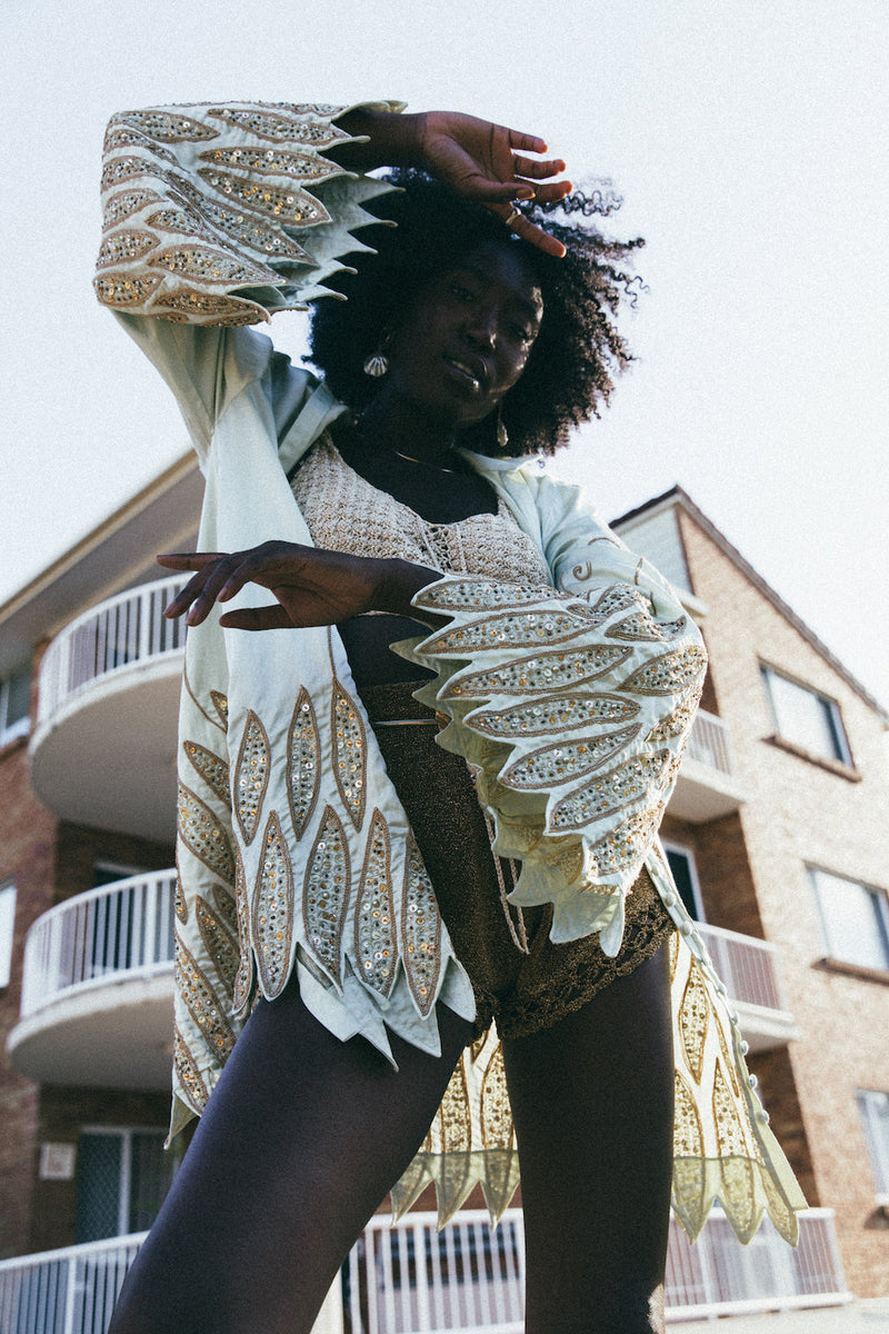 Higher Love Beaded Mini Dream Coat - Sea Mist - Chasing Unicorns