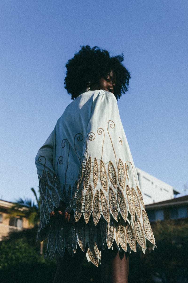 Higher Love Beaded Mini Dream Coat - Sea Mist - Chasing Unicorns