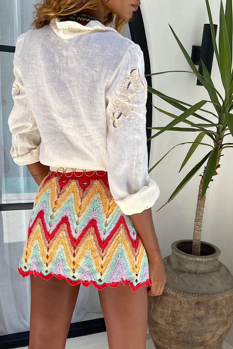 Hold On Loosely Linen Cutwork Blouse - Chasing Unicorns