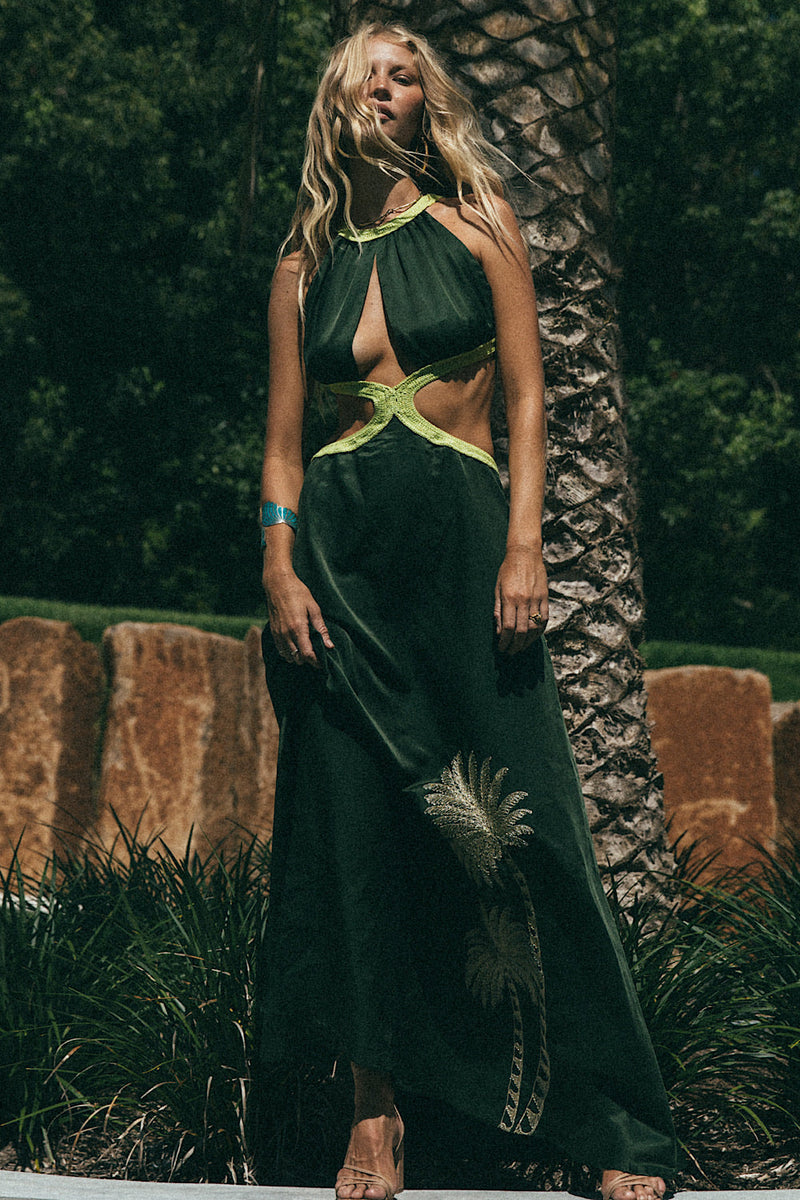 Hollywood Nights Backless Silk Gown - Chasing Unicorns