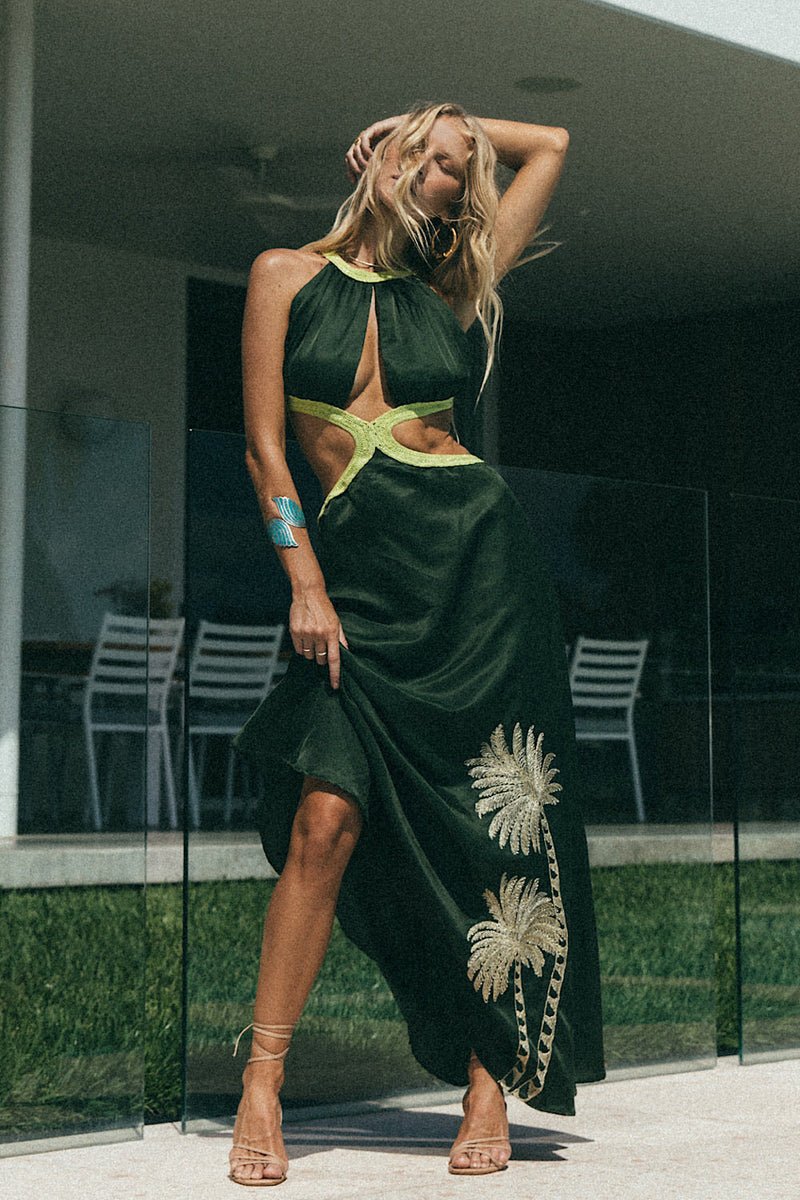 Hollywood Nights Backless Silk Gown - Chasing Unicorns