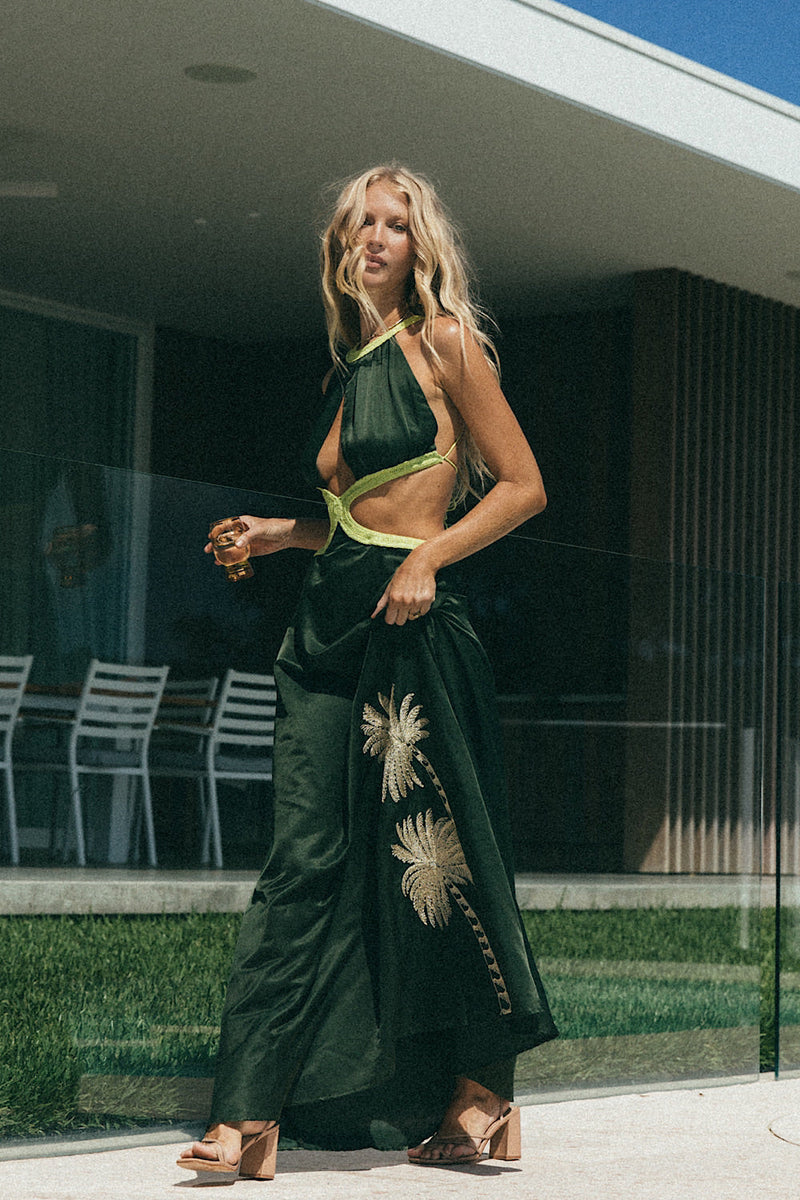 Hollywood Nights Backless Silk Gown - Chasing Unicorns