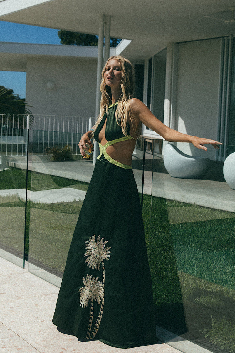 Hollywood Nights Backless Silk Gown - Chasing Unicorns