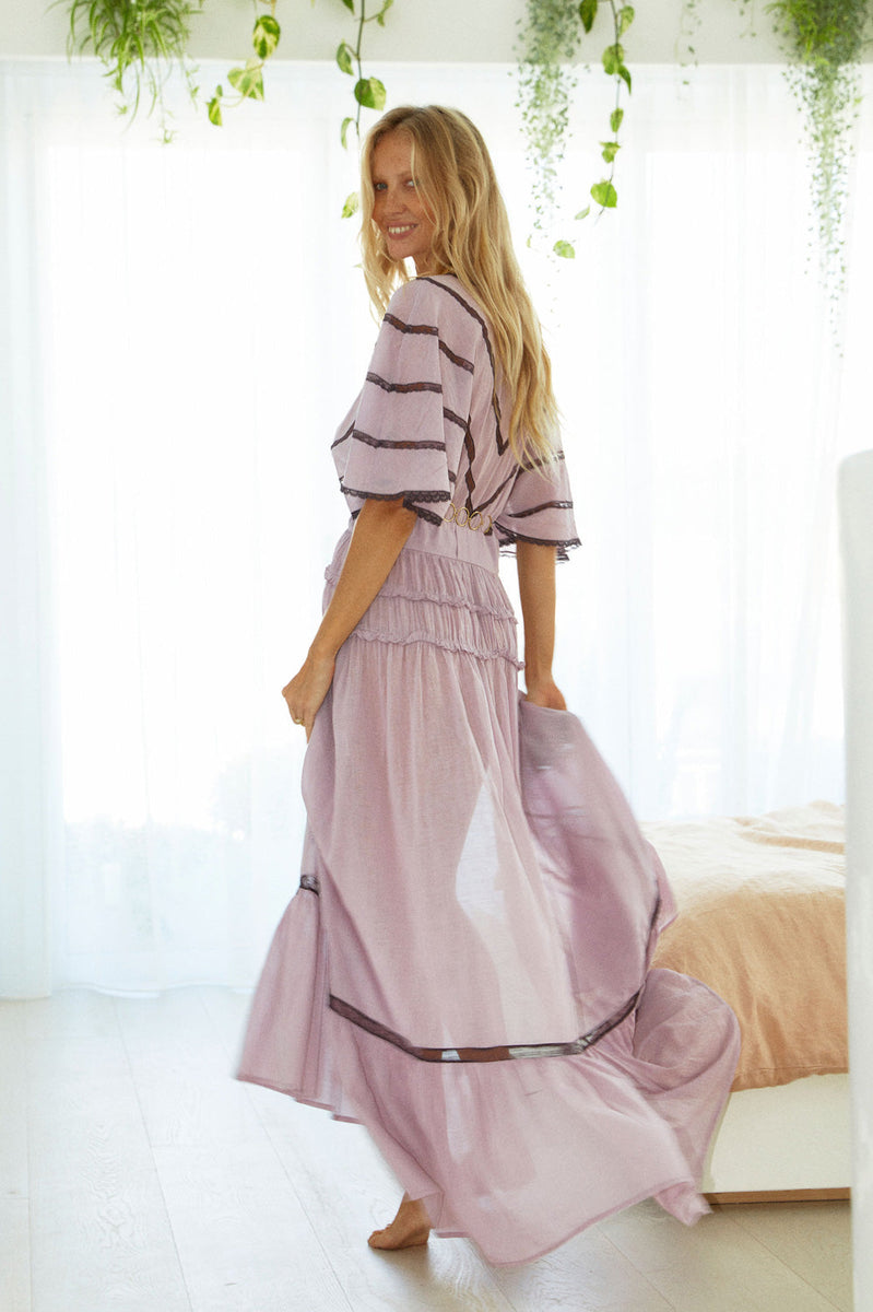 Homeward Bound Cotton + Lace Duster Dress - Lavender - Chasing Unicorns
