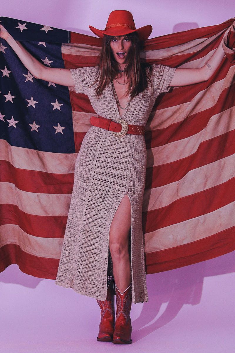 I’m On Fire Crochet Maxi Dress - Golden - Chasing Unicorns