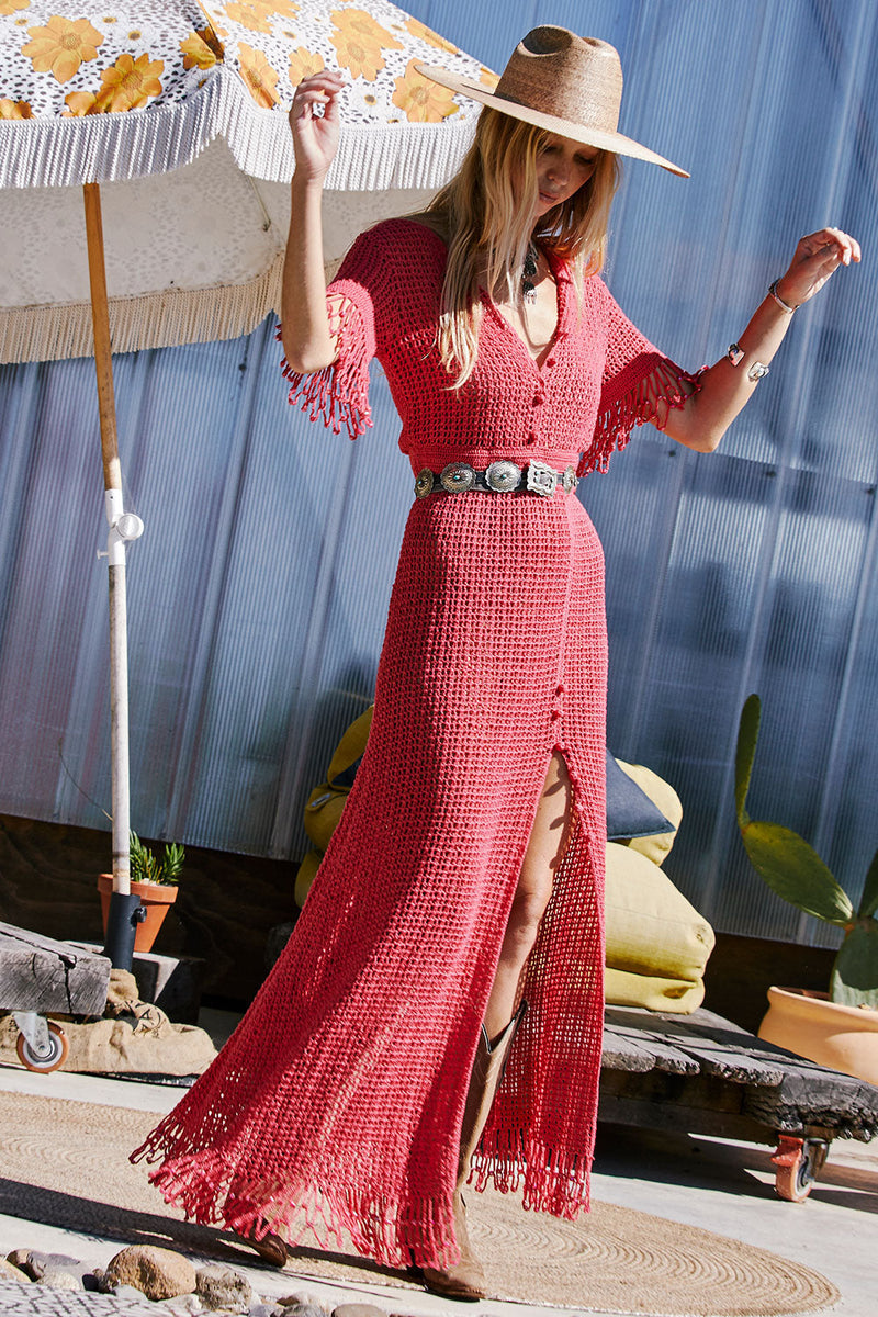 I’m On Fire Crochet Maxi Dress - Pink Flame - Chasing Unicorns