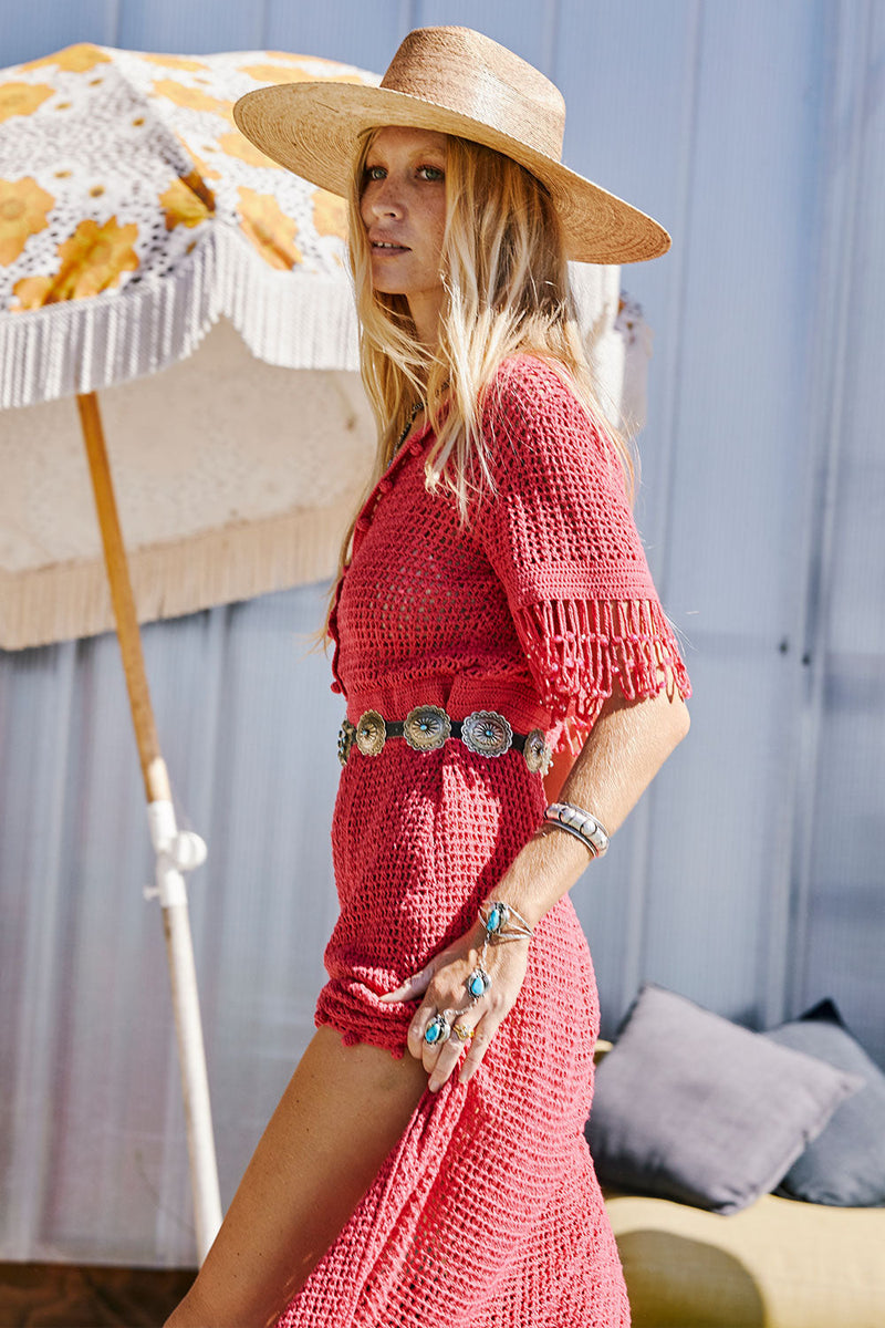 I’m On Fire Crochet Maxi Dress - Pink Flame - Chasing Unicorns