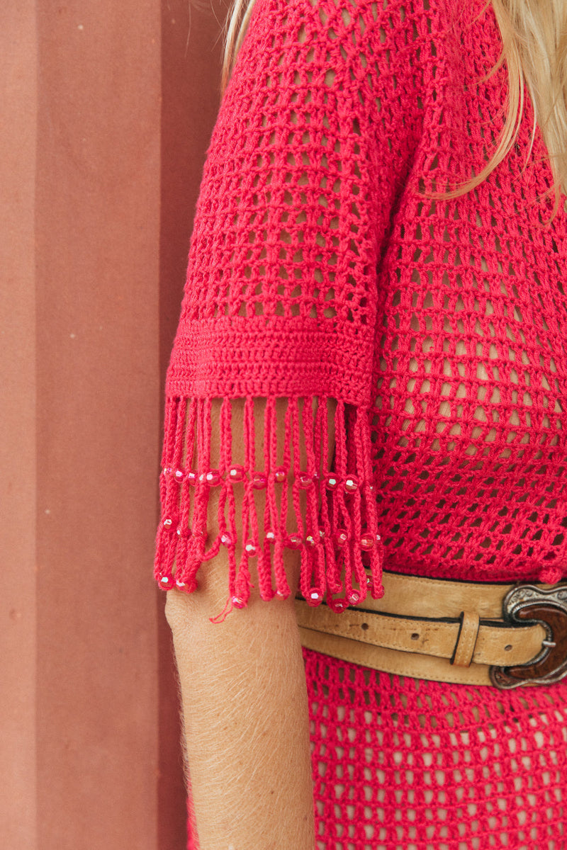 I’m On Fire Crochet Maxi Dress - Pink Flame - Chasing Unicorns