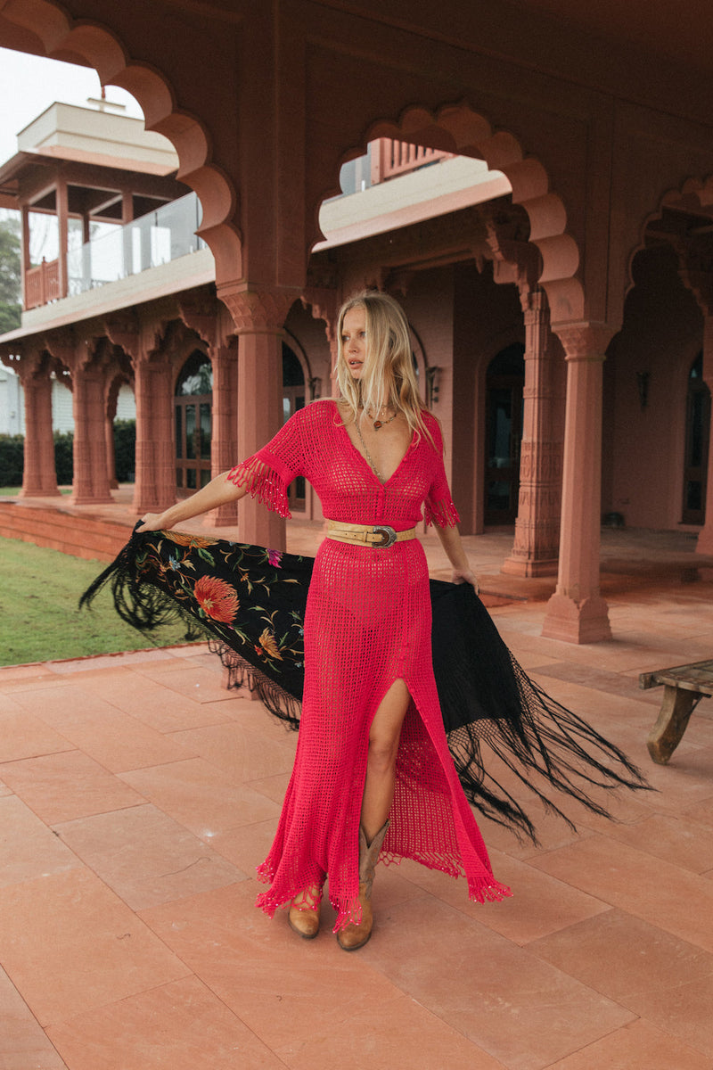 I’m On Fire Crochet Maxi Dress - Pink Flame - Chasing Unicorns