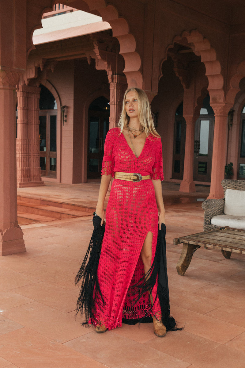 I’m On Fire Crochet Maxi Dress - Pink Flame - Chasing Unicorns