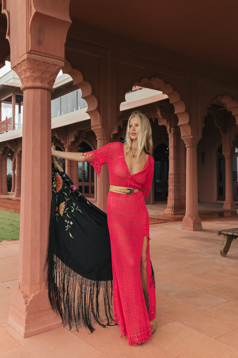 I’m On Fire Crochet Maxi Dress - Pink Flame - Chasing Unicorns