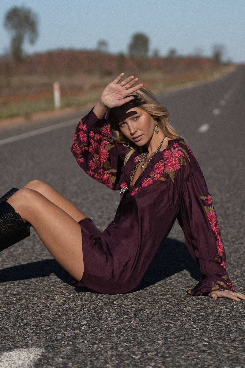 It’s Never Too Late Silk + Embroidered Shirtdress - Chasing Unicorns