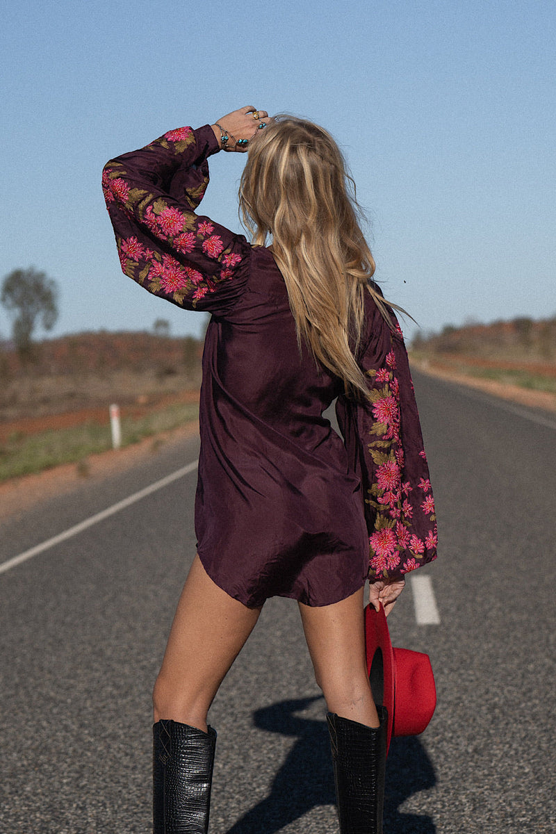 It’s Never Too Late Silk + Embroidered Shirtdress - Chasing Unicorns