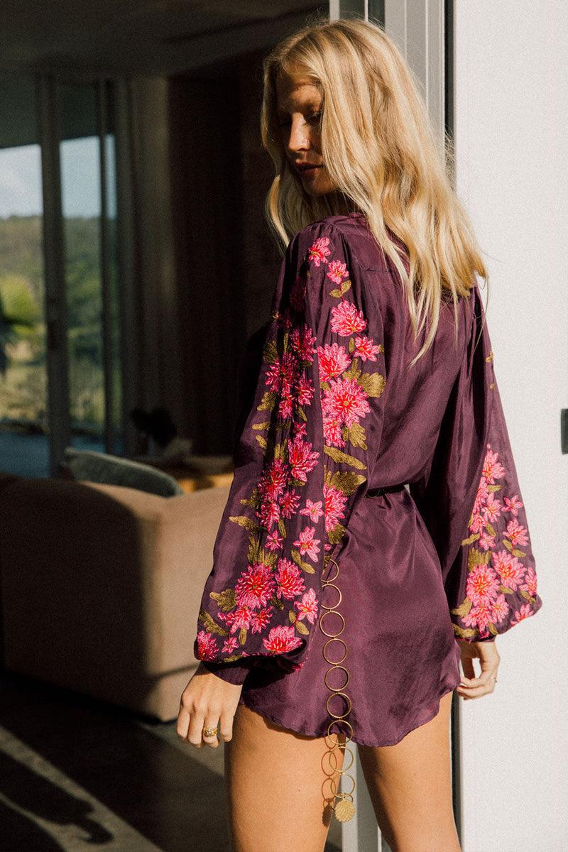 It’s Never Too Late Silk + Embroidered Shirtdress - Chasing Unicorns