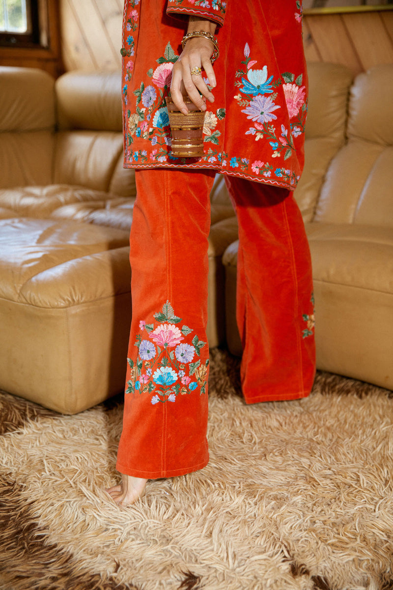 It’s Only Rock’N’Roll Cotton Velvet Embroidered Flares - Chasing Unicorns