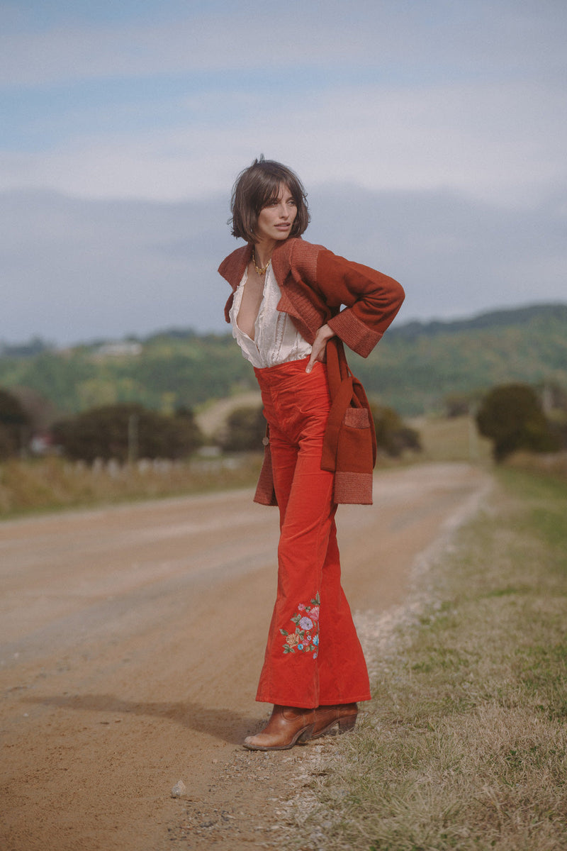 It’s Only Rock’N’Roll Cotton Velvet Embroidered Flares - Chasing Unicorns
