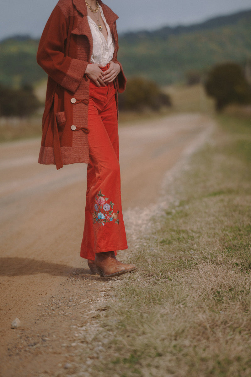 It’s Only Rock’N’Roll Cotton Velvet Embroidered Flares - Chasing Unicorns