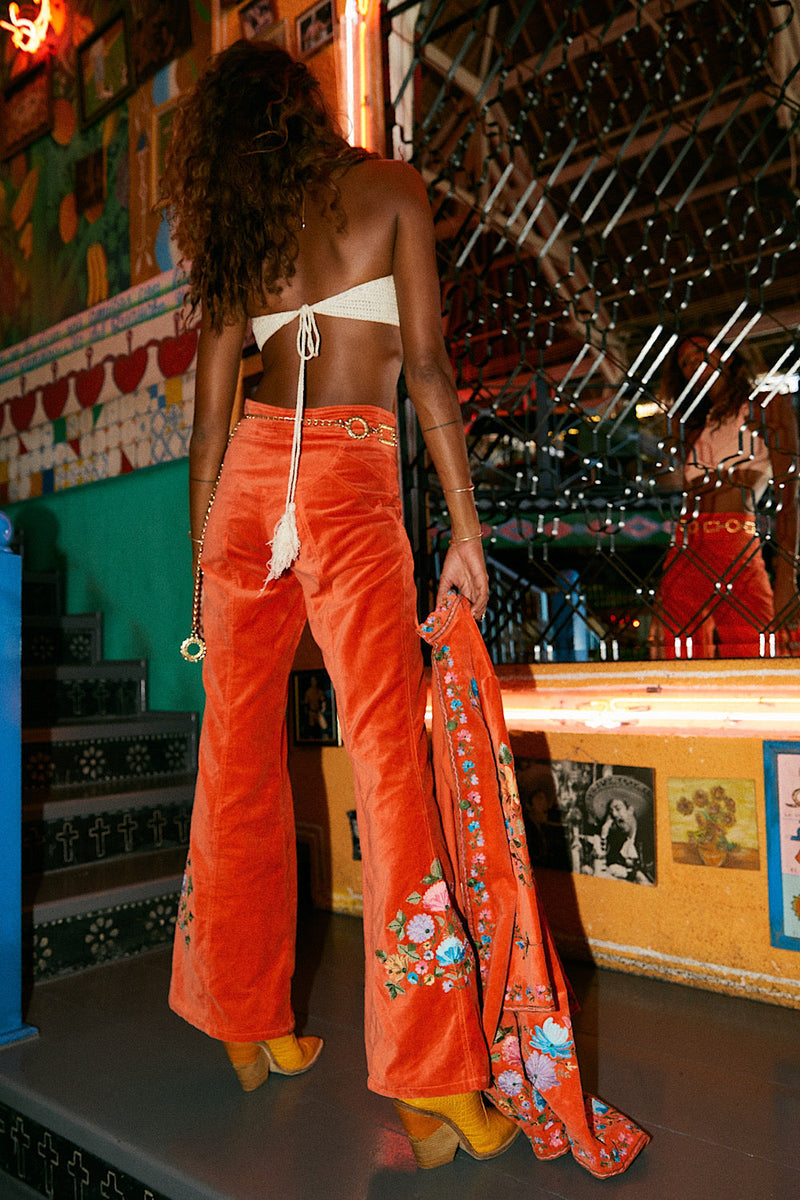 It’s Only Rock’N’Roll Cotton Velvet Embroidered Flares - Chasing Unicorns