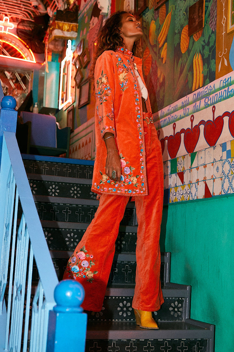 It’s Only Rock’N’Roll Cotton Velvet Embroidered Flares - Chasing Unicorns