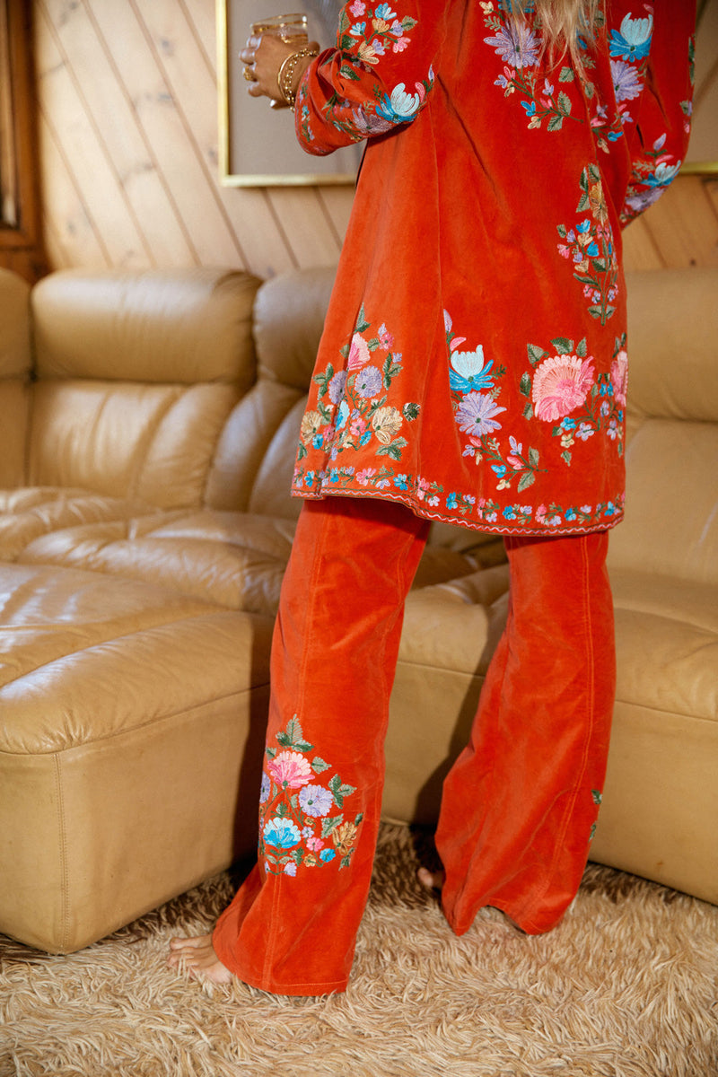 It’s Only Rock’N’Roll Embroidered Cotton Velvet Long Line Jacket - Chasing Unicorns