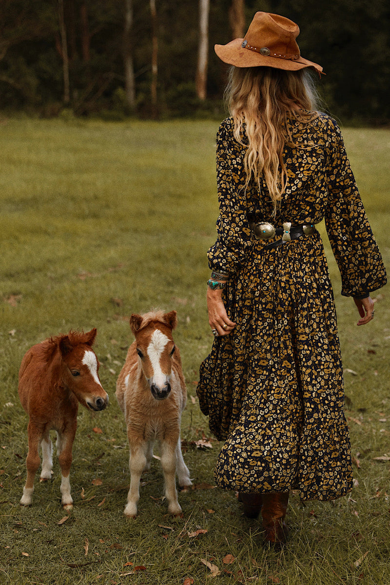Izabella Duster Dress - Midnight Bloom - Chasing Unicorns